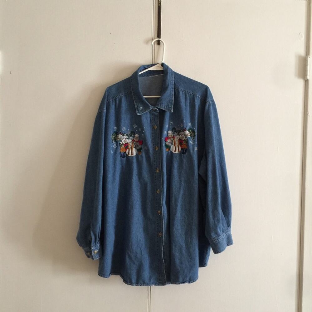 Vintage Three Bears Family Snowman Denim Shirt.-CA3 - Picture 4 of 16